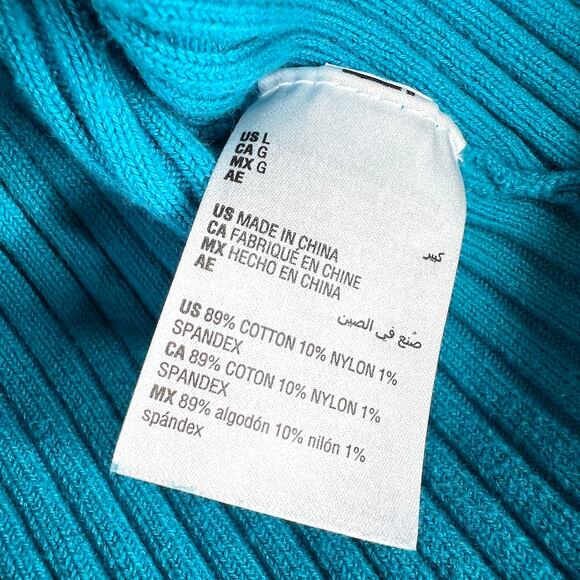 INC International Concepts Blue Ribbed Stretchy Tank Top LG - Picture 6 of 8